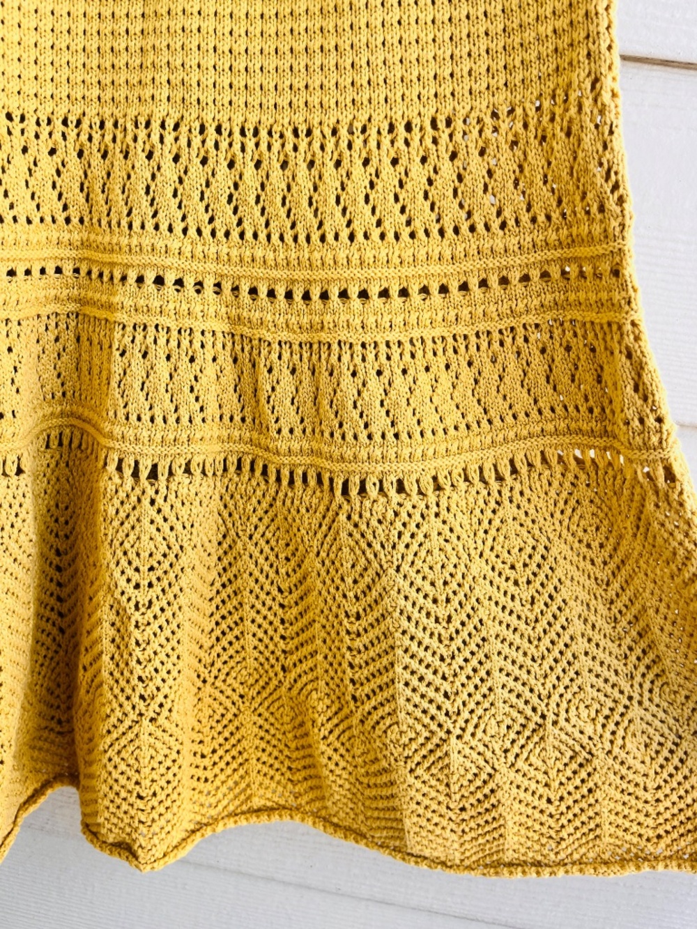Vanessa Bruno 🧶 Thara Crochet Midi Dress | Yellow Boho Resortwear Size S - Picture 8 of 16